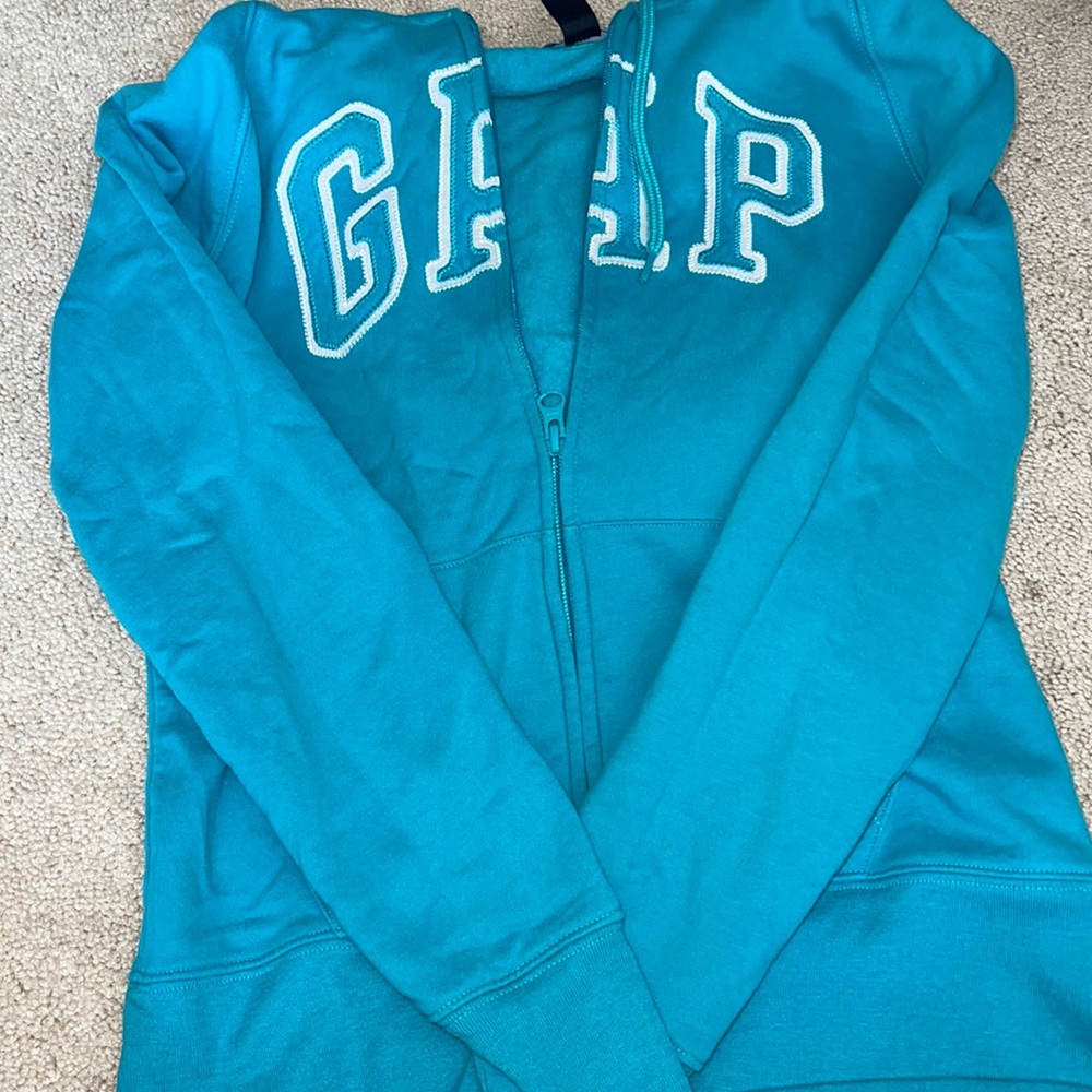 Teal gap zip up